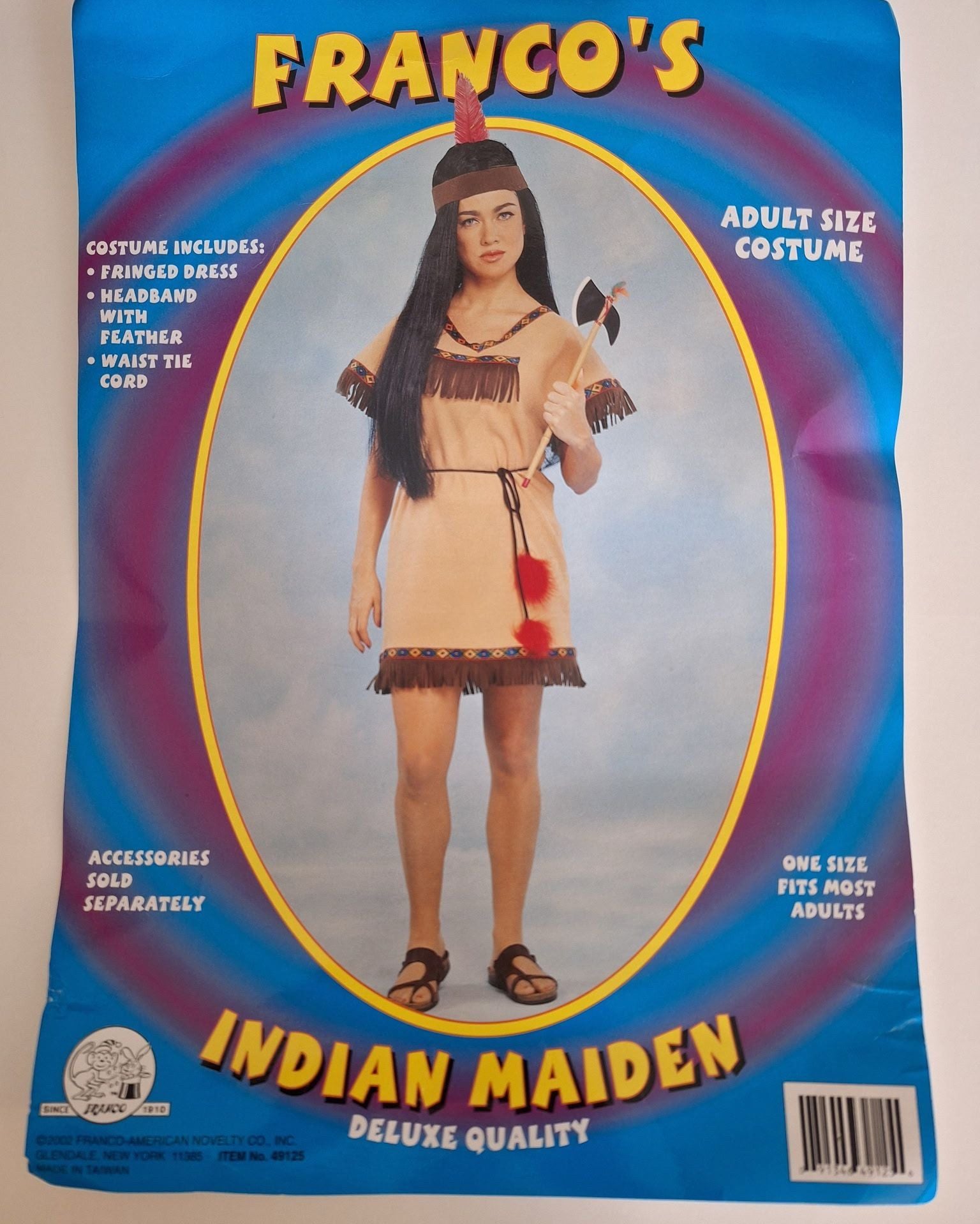 Native American Princess Halloween Costume Dress Headband Belt Lg 12-14 2
