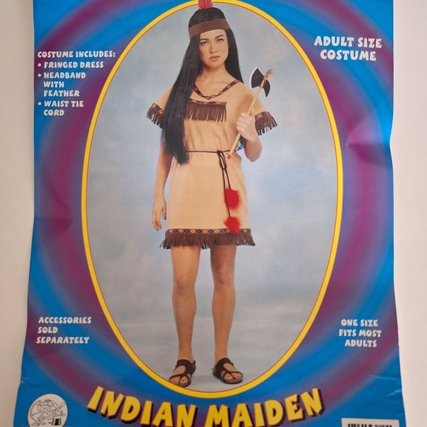 Native American Princess Halloween Costume Dress Headband Belt Lg 12-14