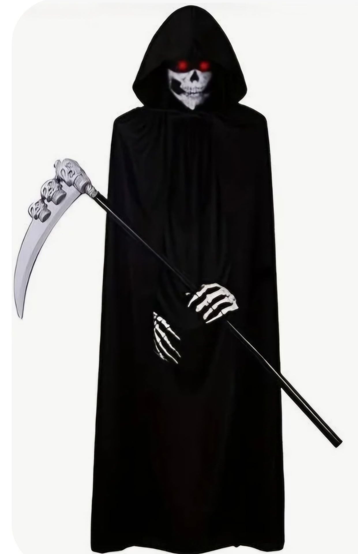 Grim Reaper with Skeleton mask and Glowing Eyes Kids Size Large 8