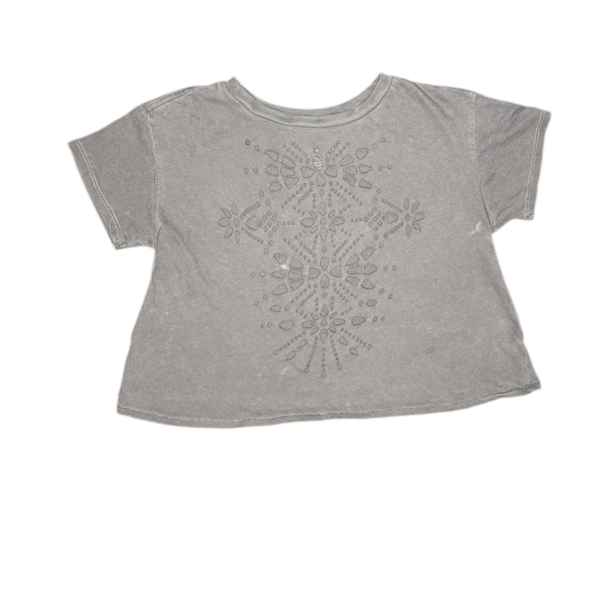 Brandy Melville Faded Gray Cropped Mandala Graphic Tee - One Size 2