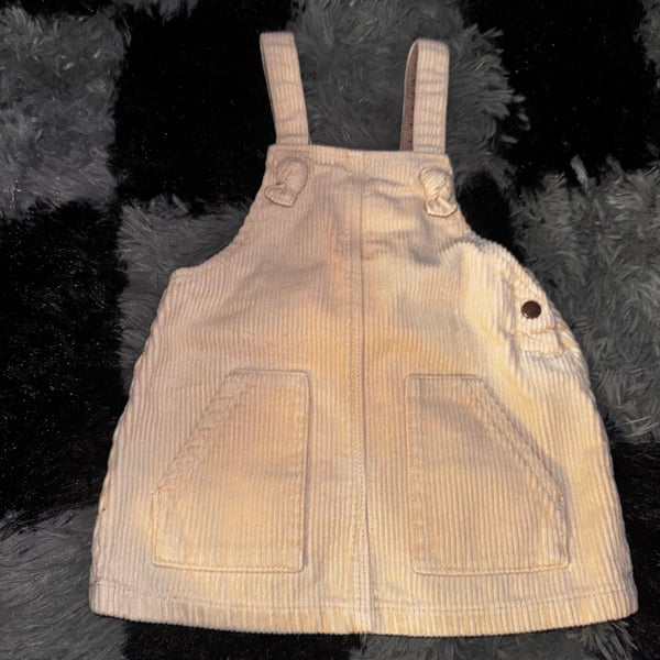 Zara Baby Girl Cream Corduroy Pinafore Dress Overall