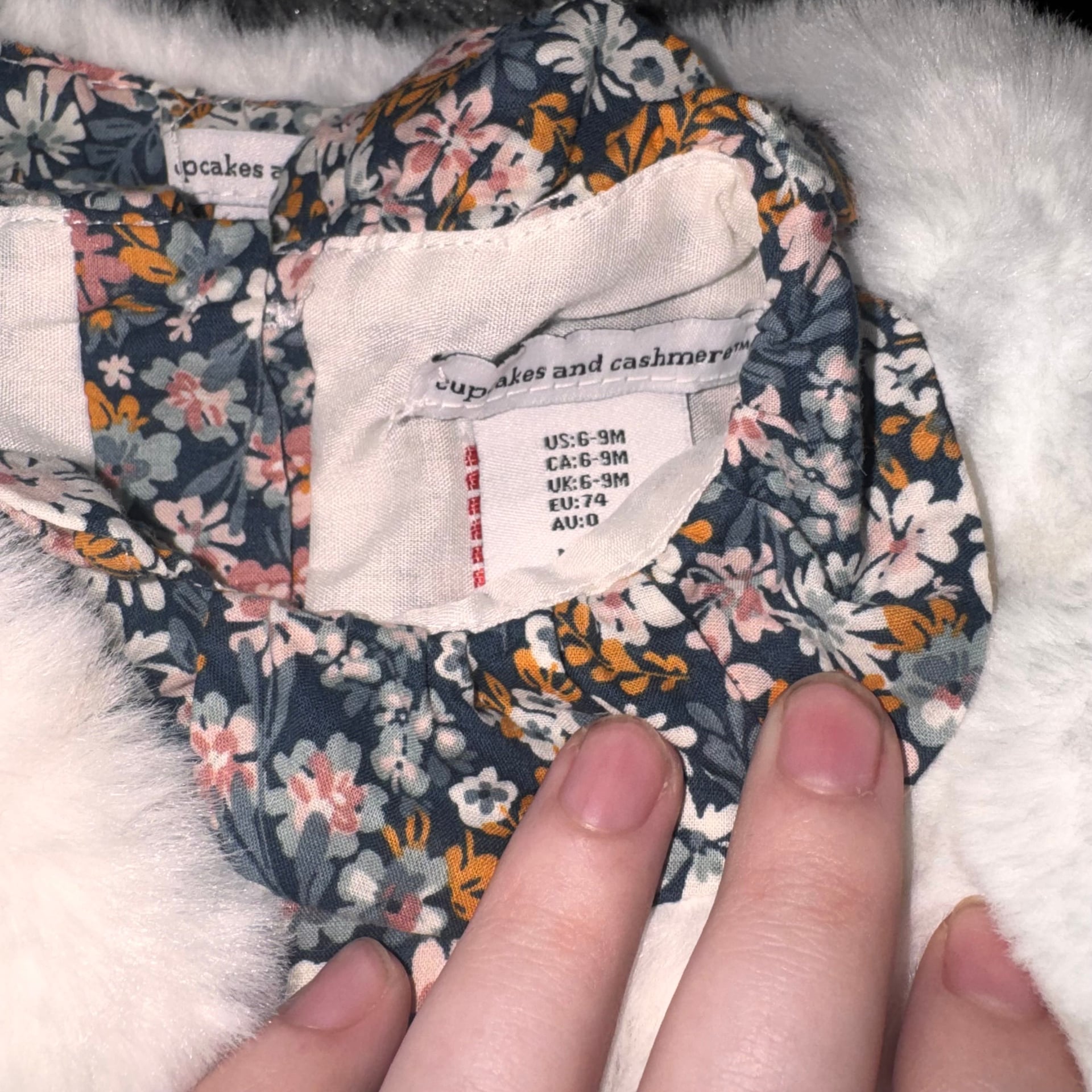 cupcakes and cashmere Baby Girl Floral Dress and Faux Fur Vest Set 2