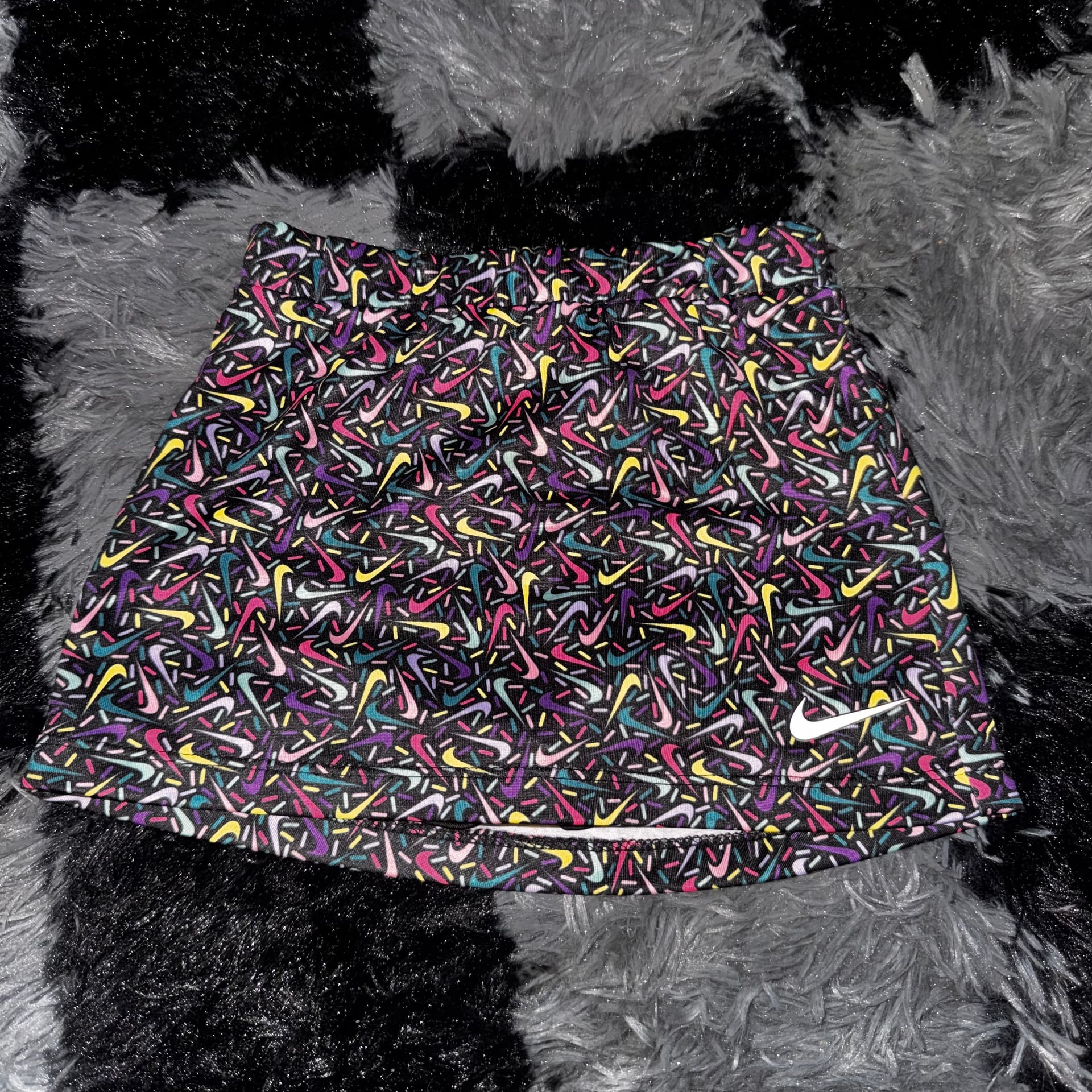 Nike Girls Multicolor All-Over Swoosh Sprinkle Print Sport Skort 12 Months 1