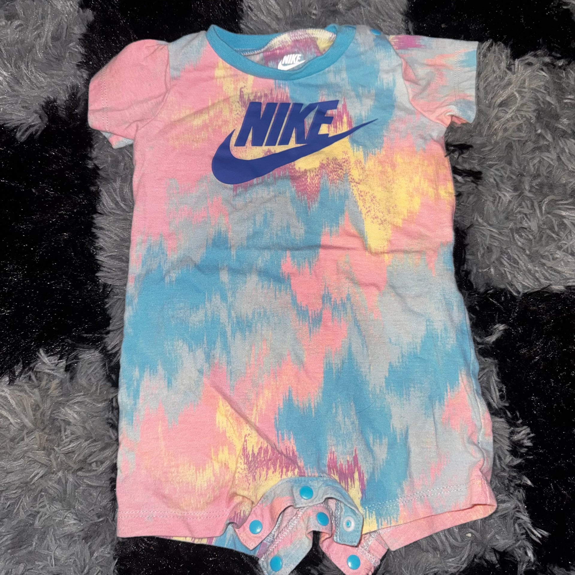 Nike Infant Girls Printed Club Romper Multi-Color Tie Dye 9 Months 2
