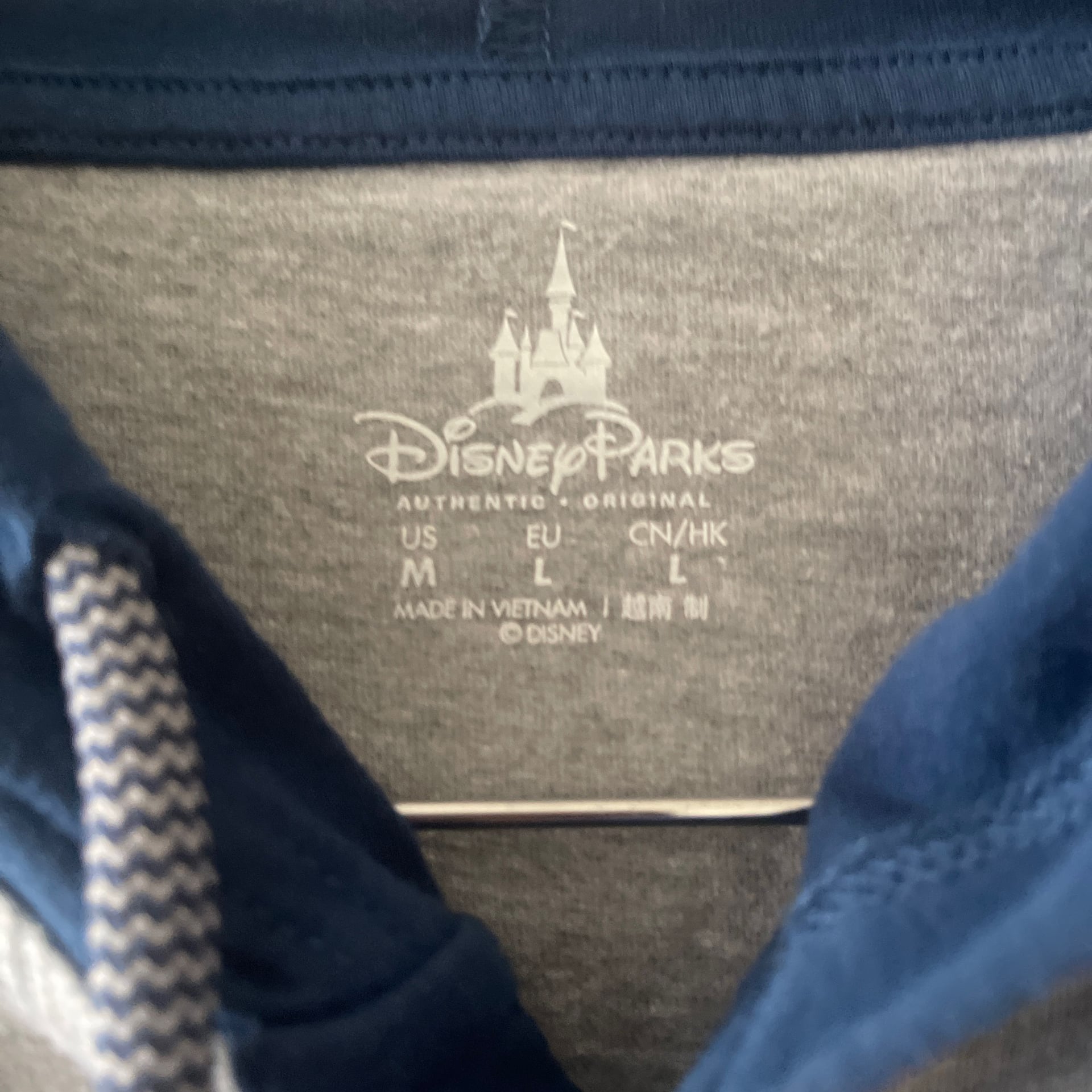 Disney Mickey Mouse Patriotic Henley Hoodie Grey/Navy Size M 5