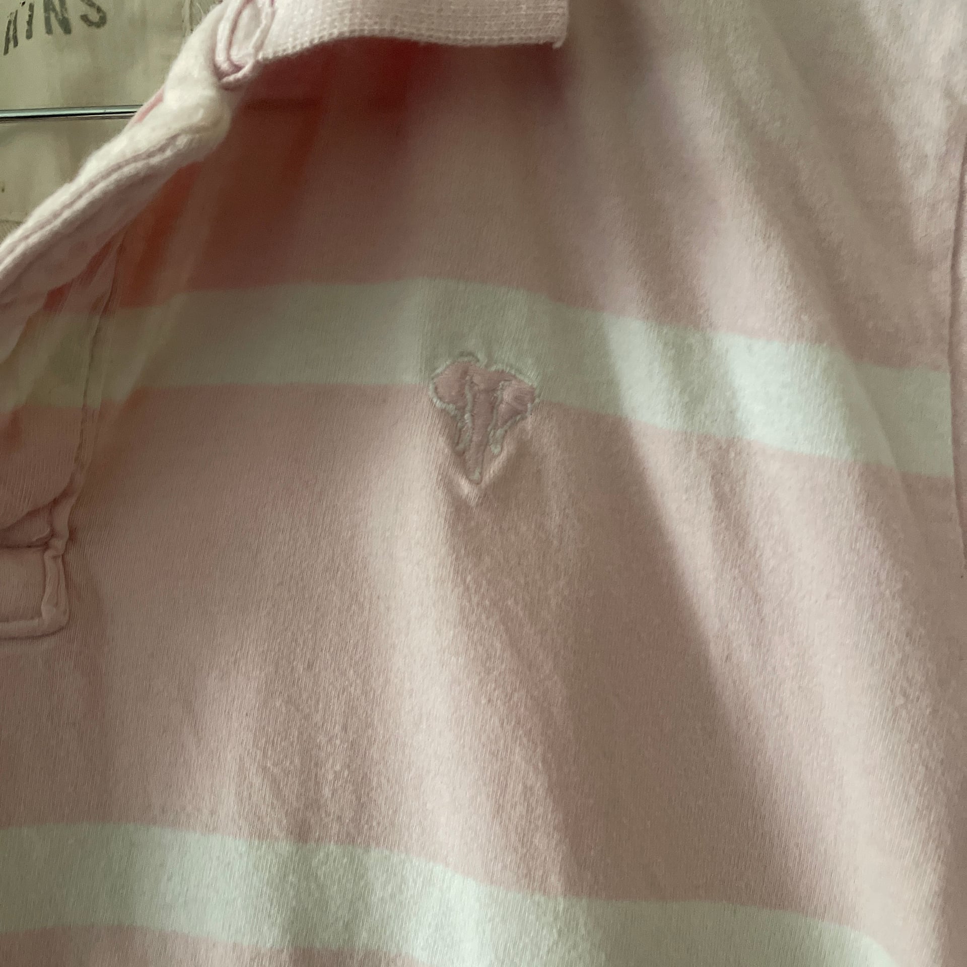 Ditch Plains Pink and White Striped Polo Shirt, Size Medium 4