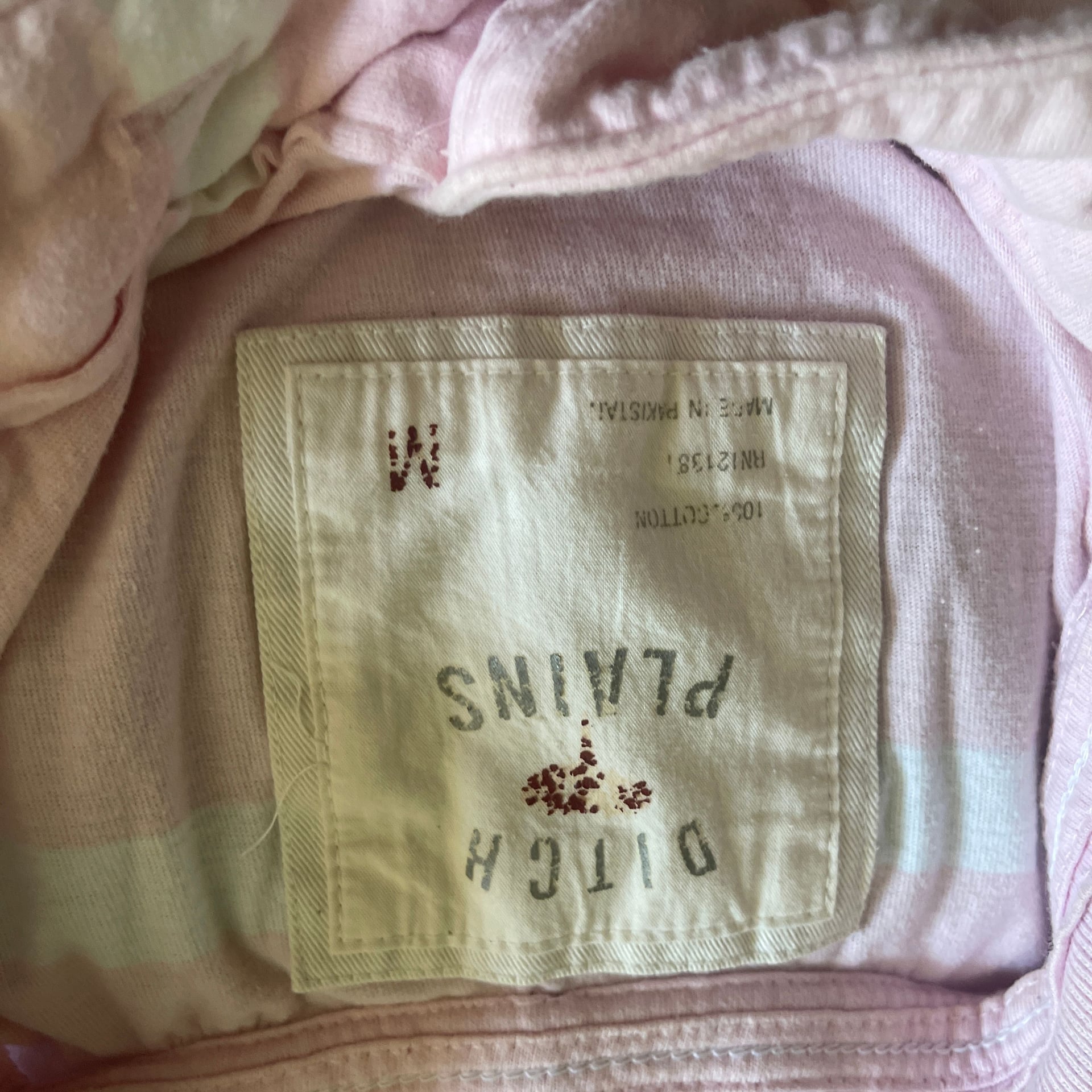 Ditch Plains Pink and White Striped Polo Shirt, Size Medium 5