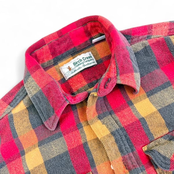  Vintage Birch Creek Red and Orange Plaid Heavyweight Flannel Shirt