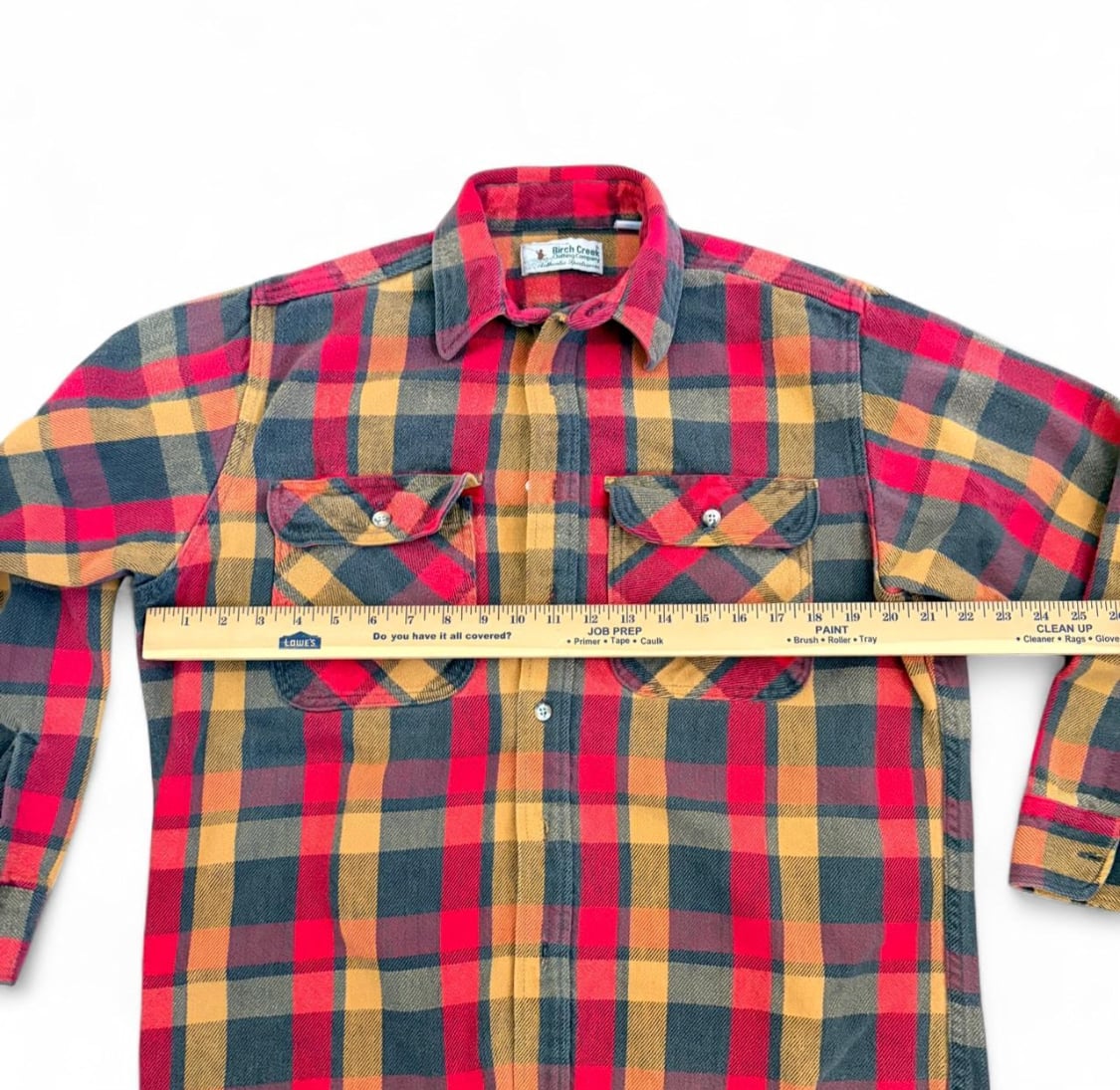 Vintage Birch Creek Red and Orange Plaid Heavyweight Flannel Shirt 4