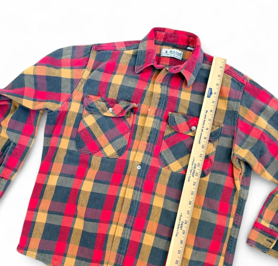 Vintage Birch Creek Red and Orange Plaid Heavyweight Flannel Shirt 5