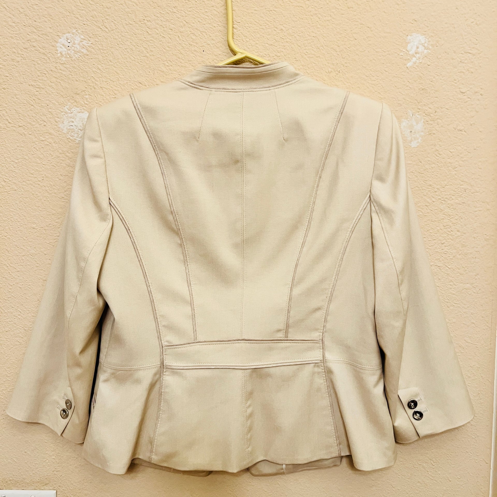 White House Black Market Blazer Women 2 Beige One Button Front Textured 4