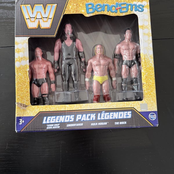 WWE Legends 4-Pack Bend-Ems Figures - Hulk Hogan, The Rock, Undertaker & Stone Cold