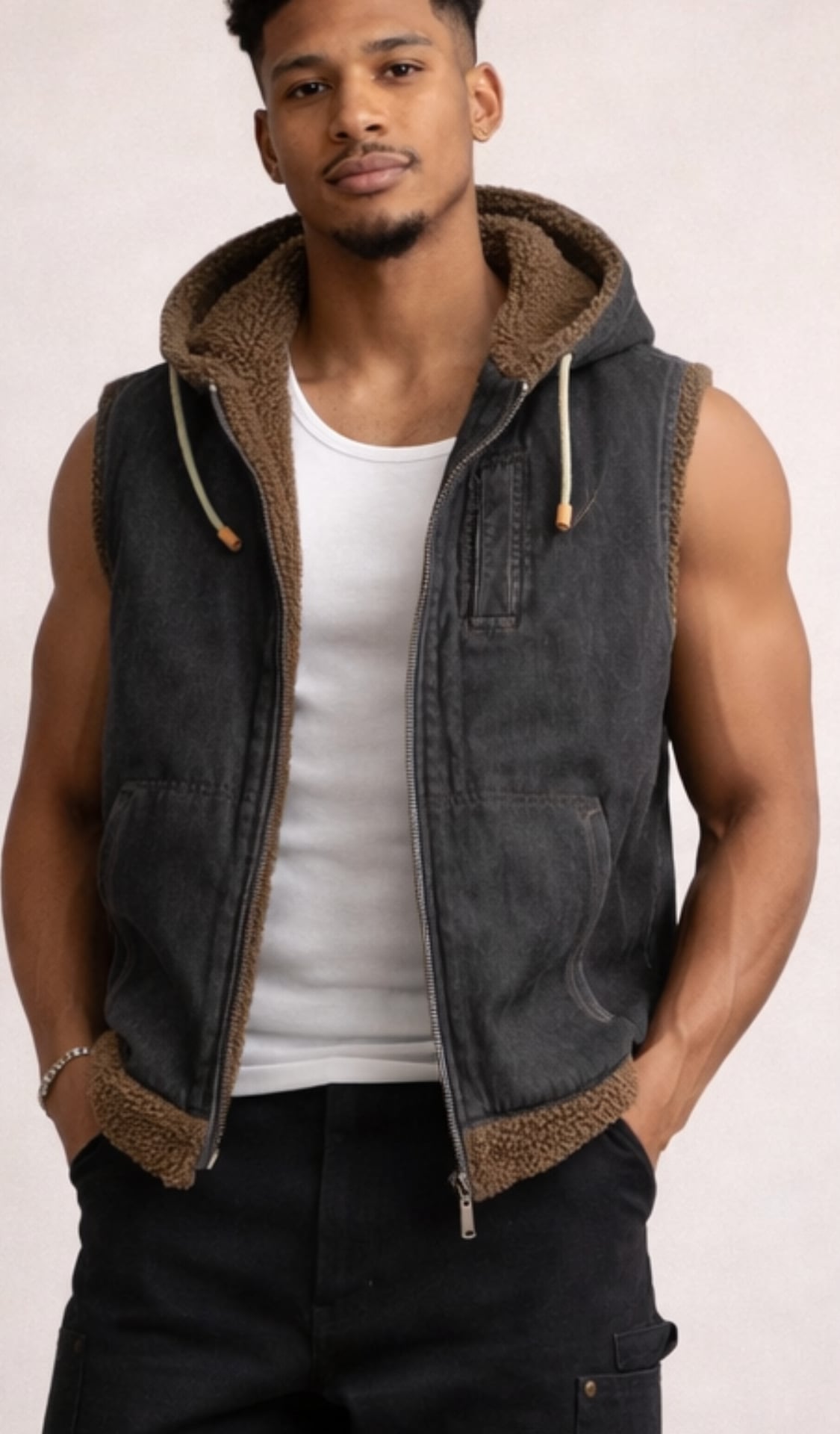 Carhartt style distressed hooded vest XL 2