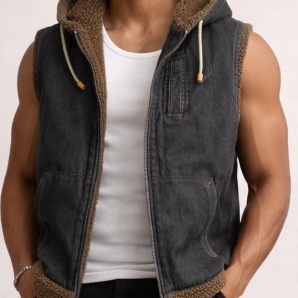 Carhartt style distressed hooded vest XL