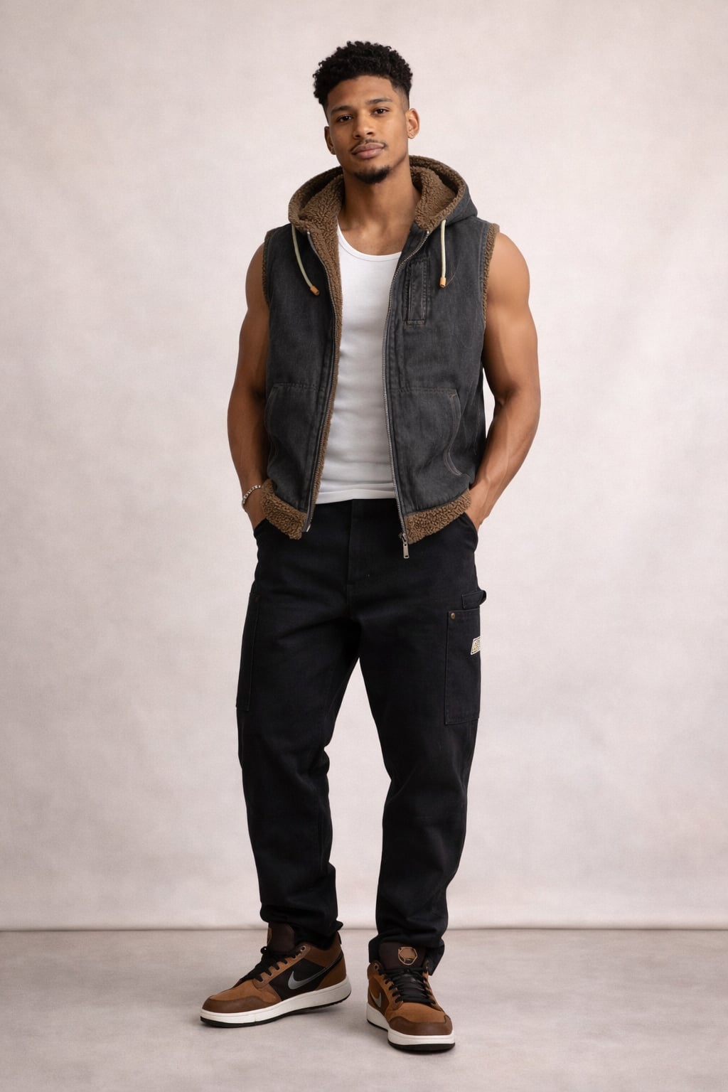 Carhartt style distressed hooded vest XL 3