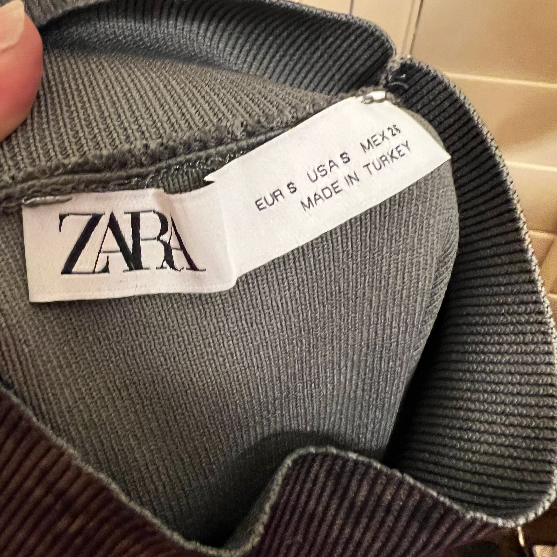 ZARA Mineral Wash Grey Ribbed High Neck Crop Tank Top 5