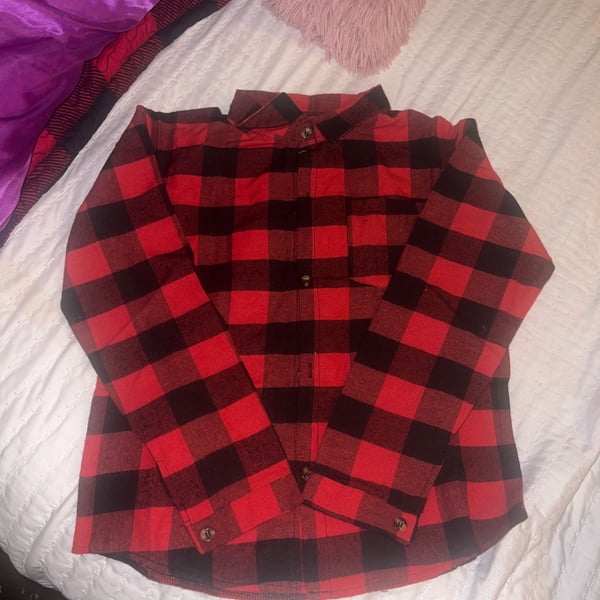 Cat & Jack Red and Black Buffalo Plaid Flannel Button Up Shirt