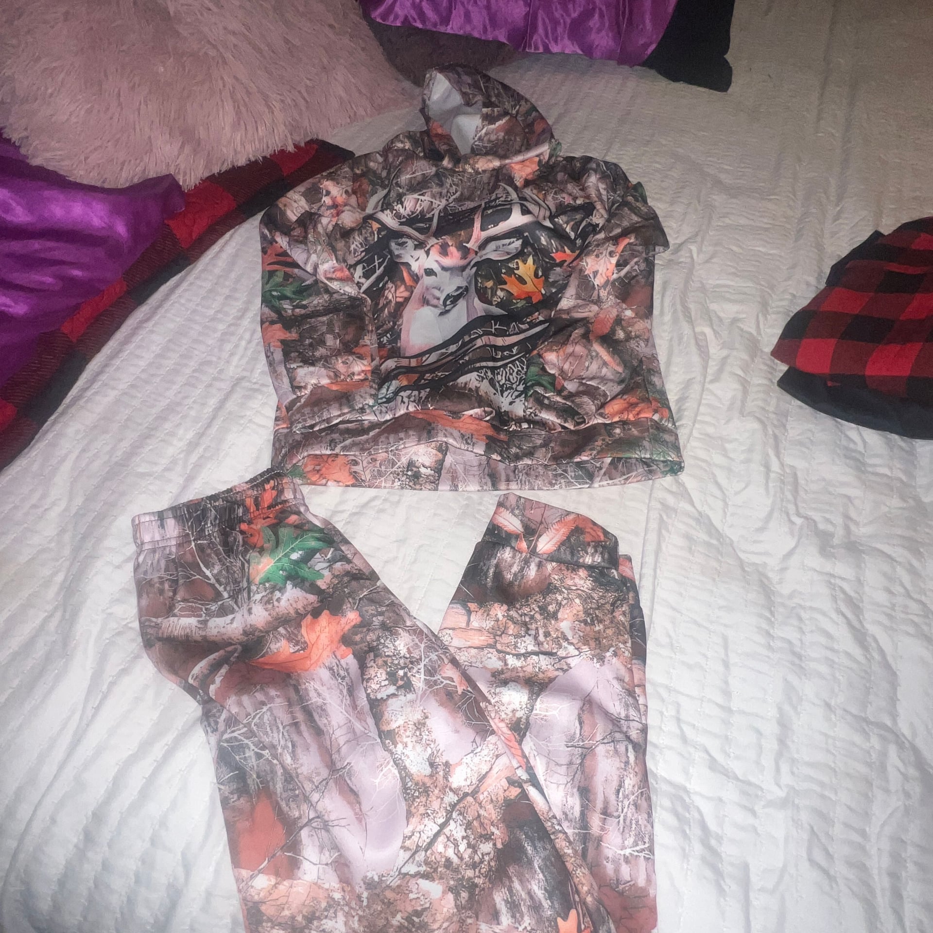 Whitetail Deer Camouflage 3D Print Hoodie and Jogger Pants Tracksuit Set 1