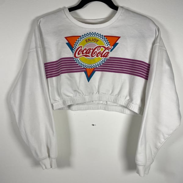 Vintage Coca Cola Crop Top Crewneck Sweatshirt Size M Women Streetwear 