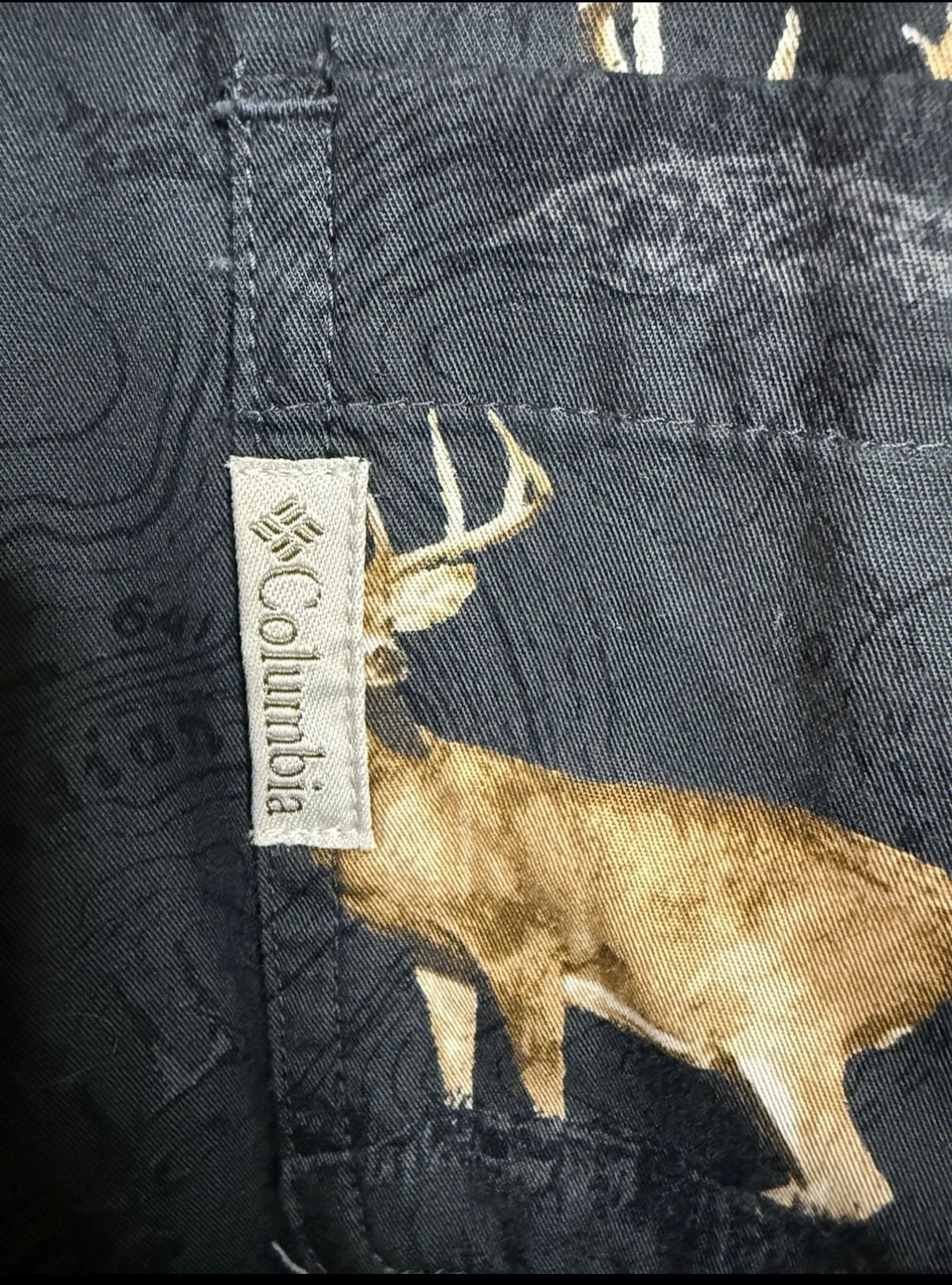 Columbia River Lodge Men's XL Long Sleeve Button Down Shirt Deer Print Black 3