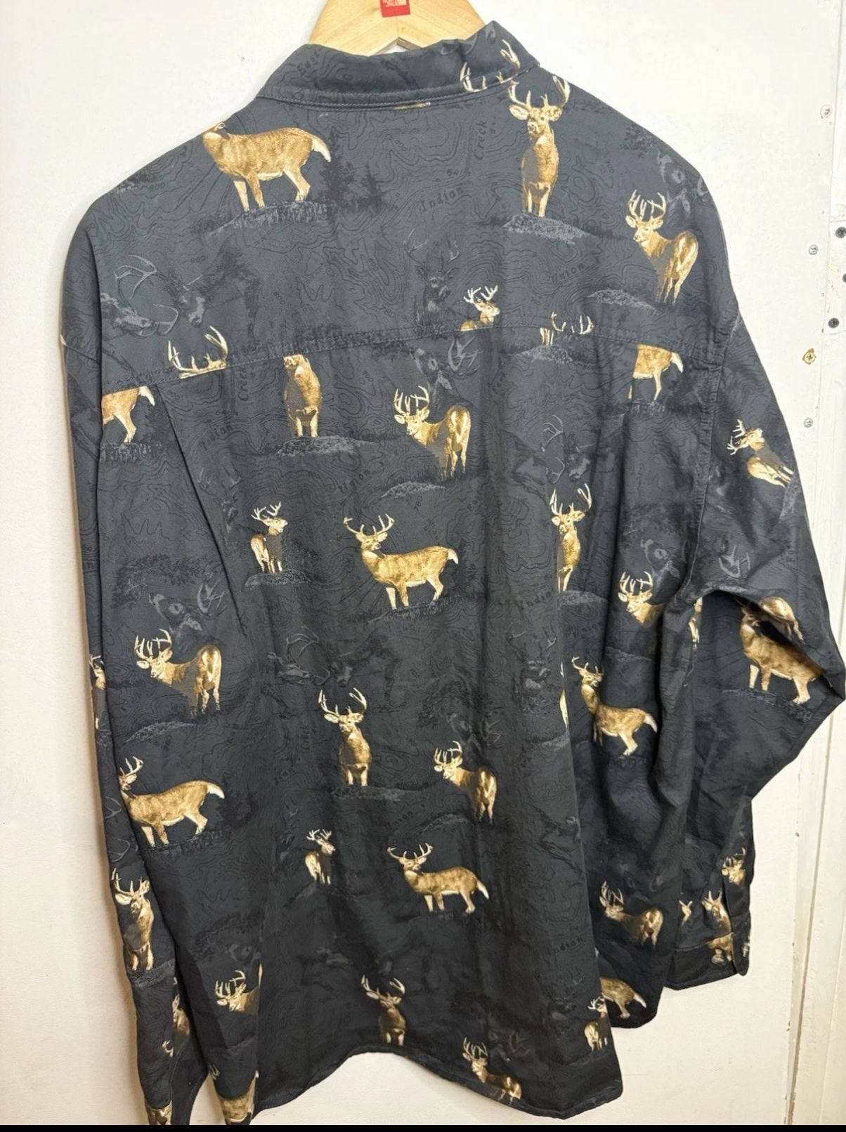 Columbia River Lodge Men's XL Long Sleeve Button Down Shirt Deer Print Black 6