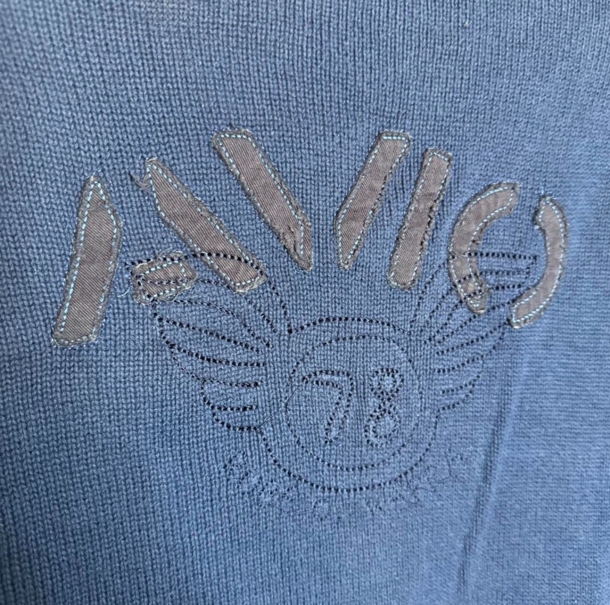 Vintage Robe di Kappa Navy Blue Commando V-Neck Sweater with Shoulder Patches M 9