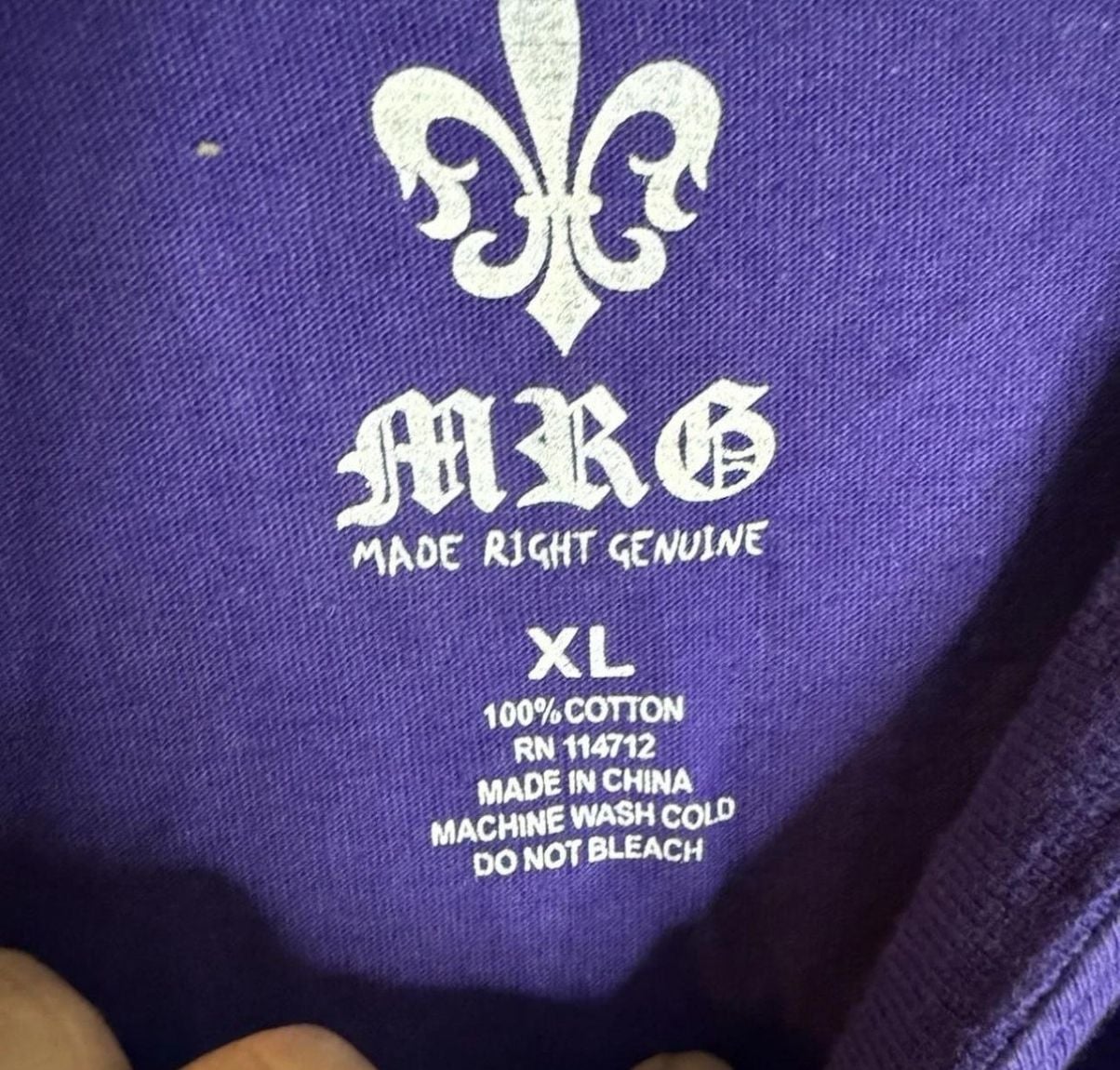 Vintage MRG Warlord Gothic Graphic T-Shirt XL Purple Y2K Rhinestone 5