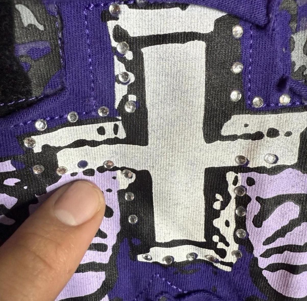 Vintage MRG Warlord Gothic Graphic T-Shirt XL Purple Y2K Rhinestone 8