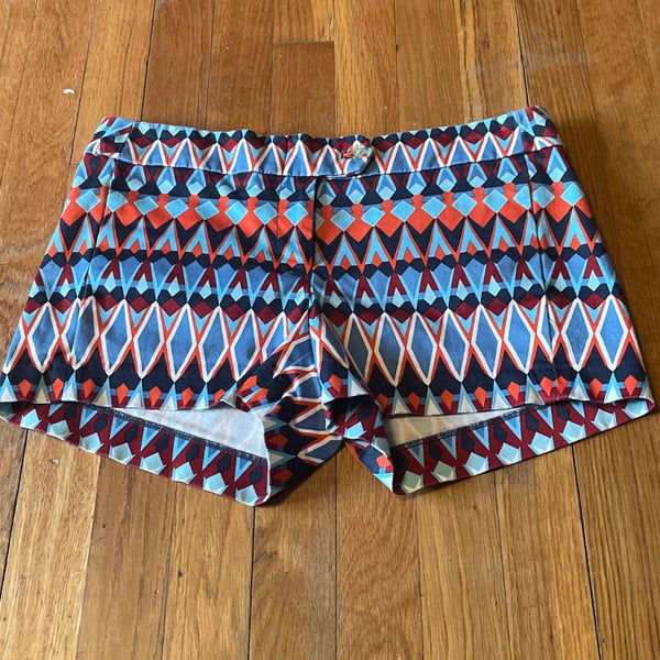 J.Crew Stretch 3-Inch Chino Shorts in Mosaic Diamond Geometric Print Size 4, New