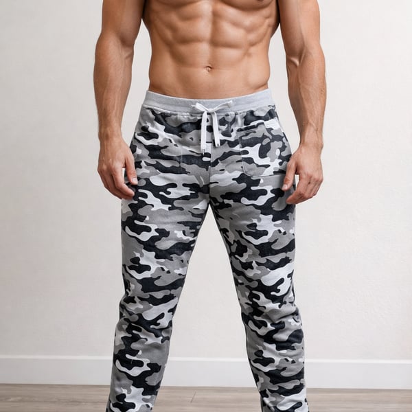 Vintage Men's Slim Fit Camo Jogger Sweatpants Size M