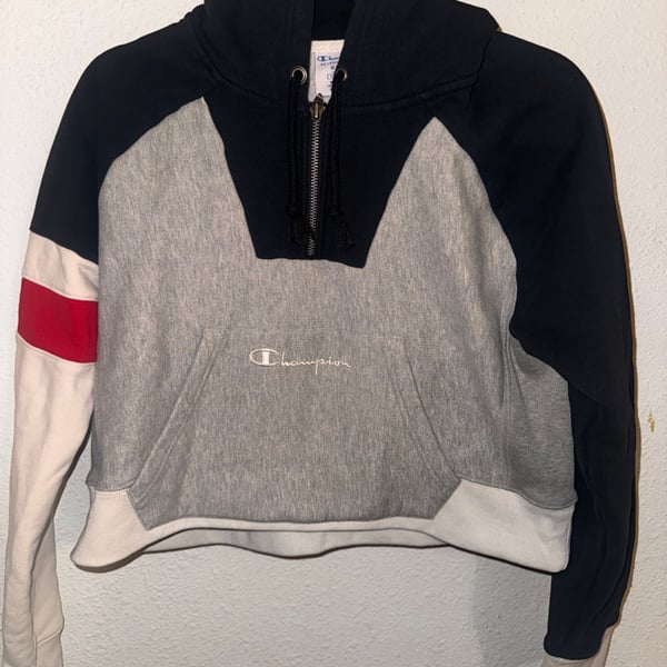 Champion Women's Reverse Weave Colorblock Oversized 1/2 Zip Hood Size Small