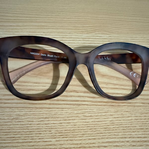 Nicole Miller Demi Blush Fade Oversized Glasses. Frame only.