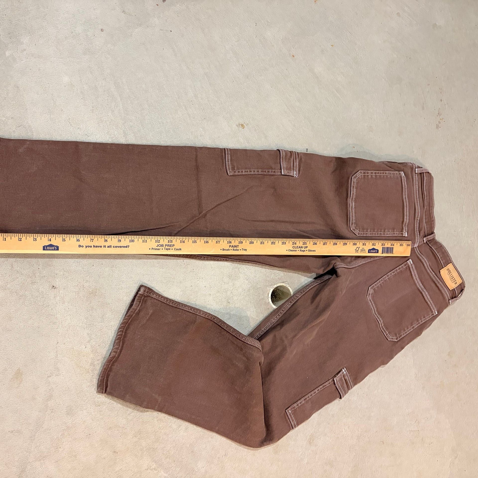 Hollister Ultra High-Rise Dad Cargo Jeans Brown Contrast Stitch Size 28 x 32 5