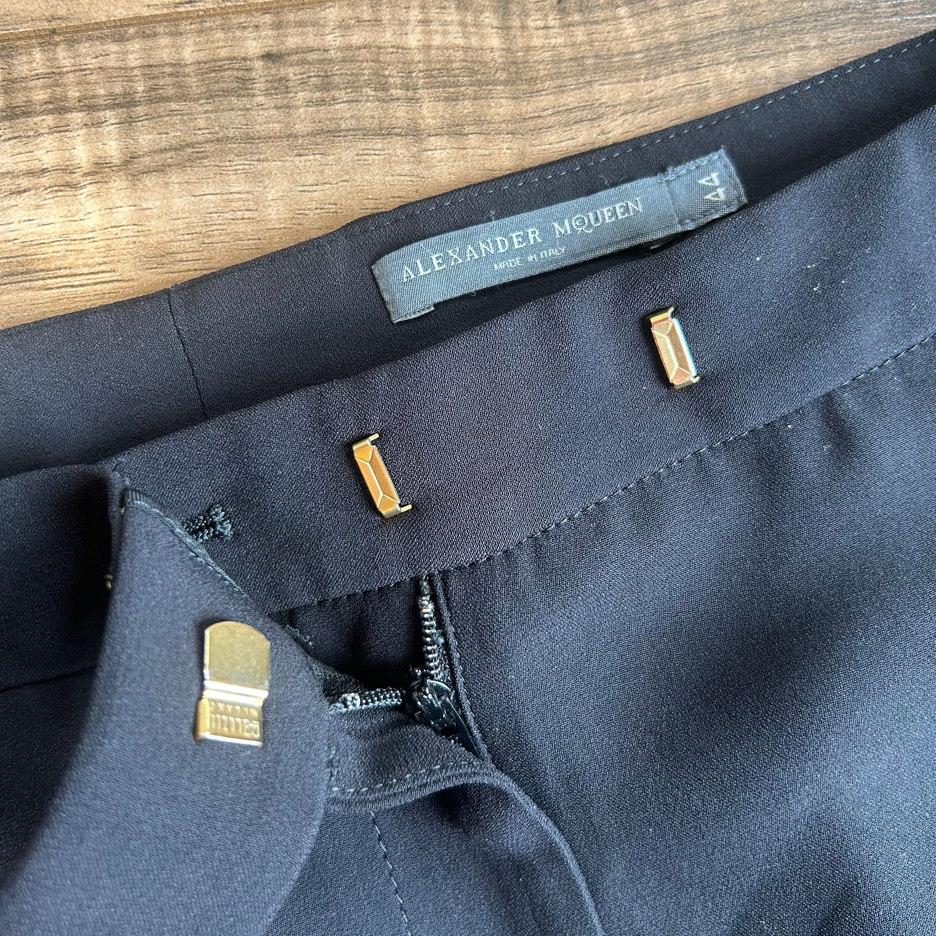 Alexander McQueen Black Flared Crepe Trousers 3