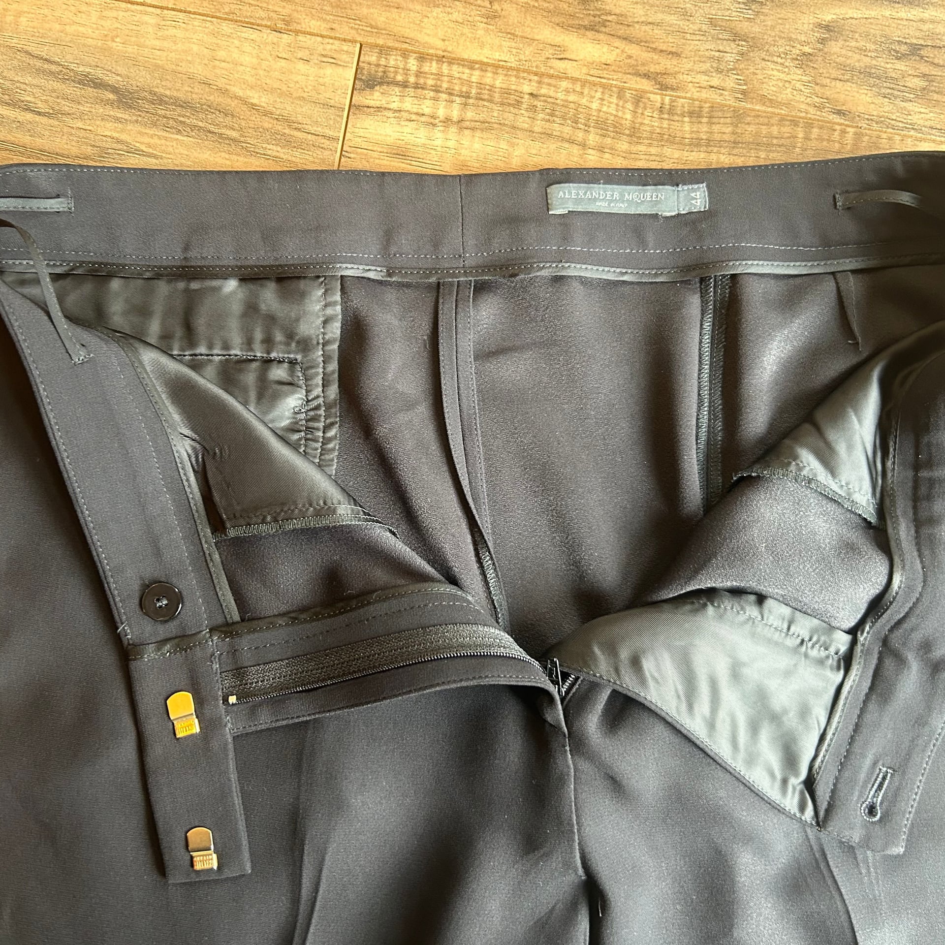 Alexander McQueen Black Flared Crepe Trousers 4