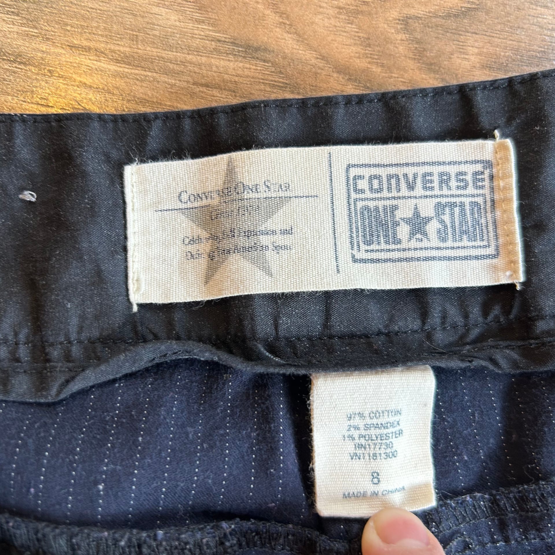 Converse One Star Navy Pinstripe Bootcut Stretch Pants Size 8 - Vintage 2009 3