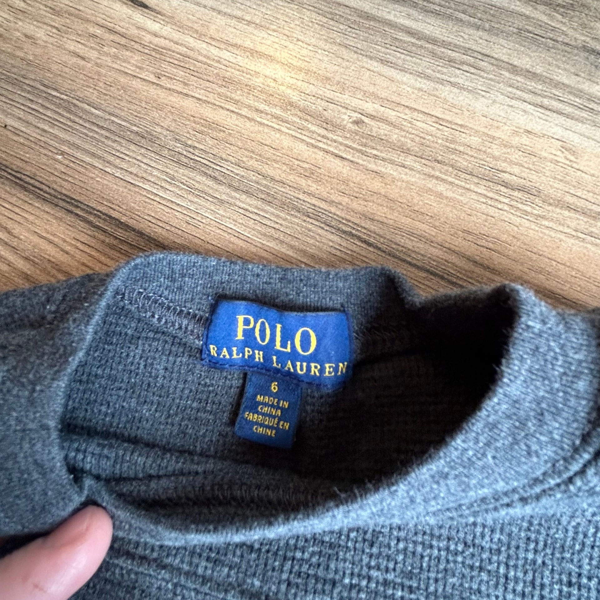 Polo Ralph Lauren Boys Size 6 Charcoal Gray Waffle Knit Thermal Long Sleeve Shirt 3