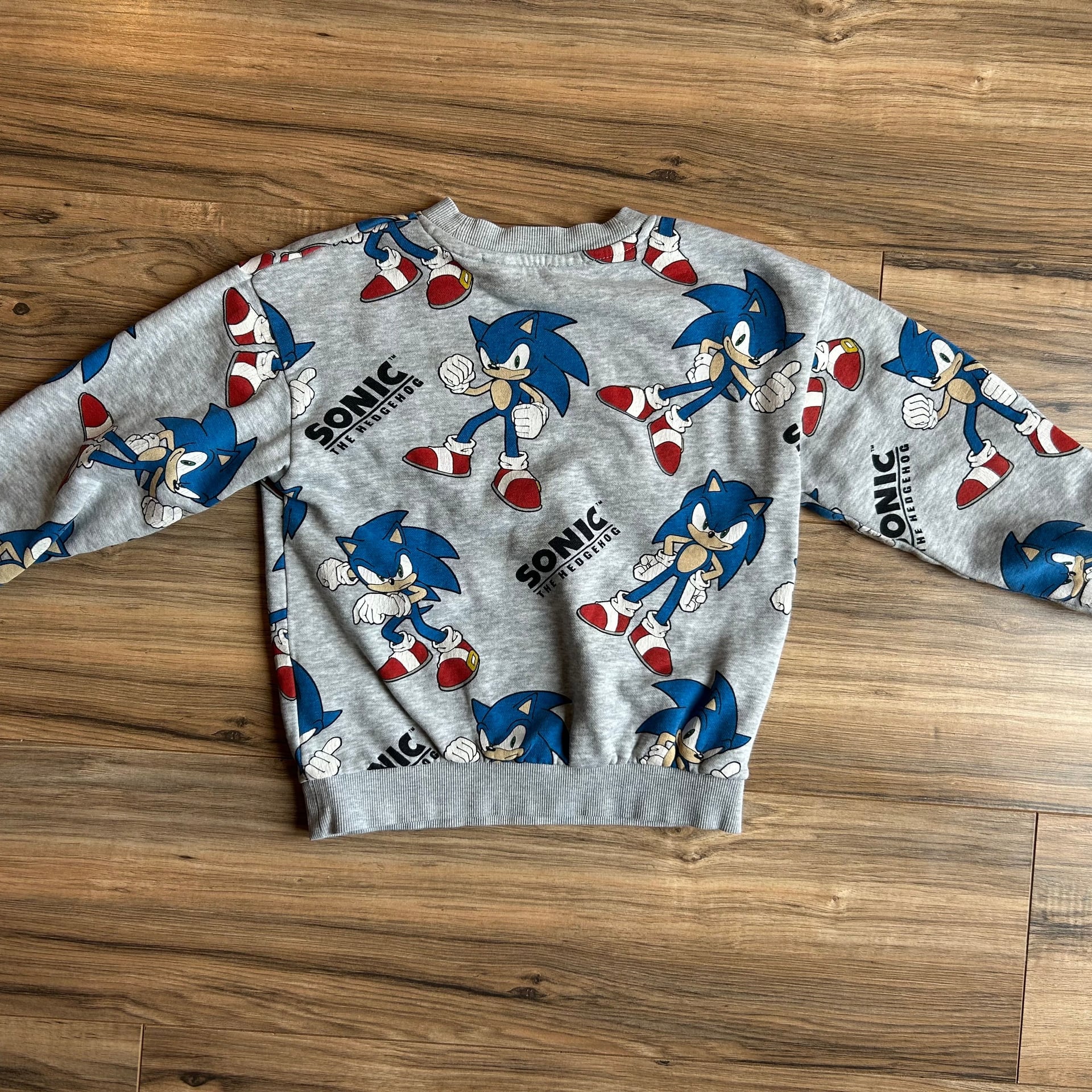 H&M Boys Sonic The Hedgehog All Over Print Grey Crewneck Sweatshirt - 5T-6 2