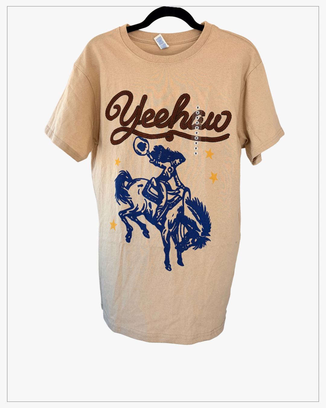 Goodie Two style Sleeves Tan Yeehaw Cowgirl Graphic T-Shirt 2