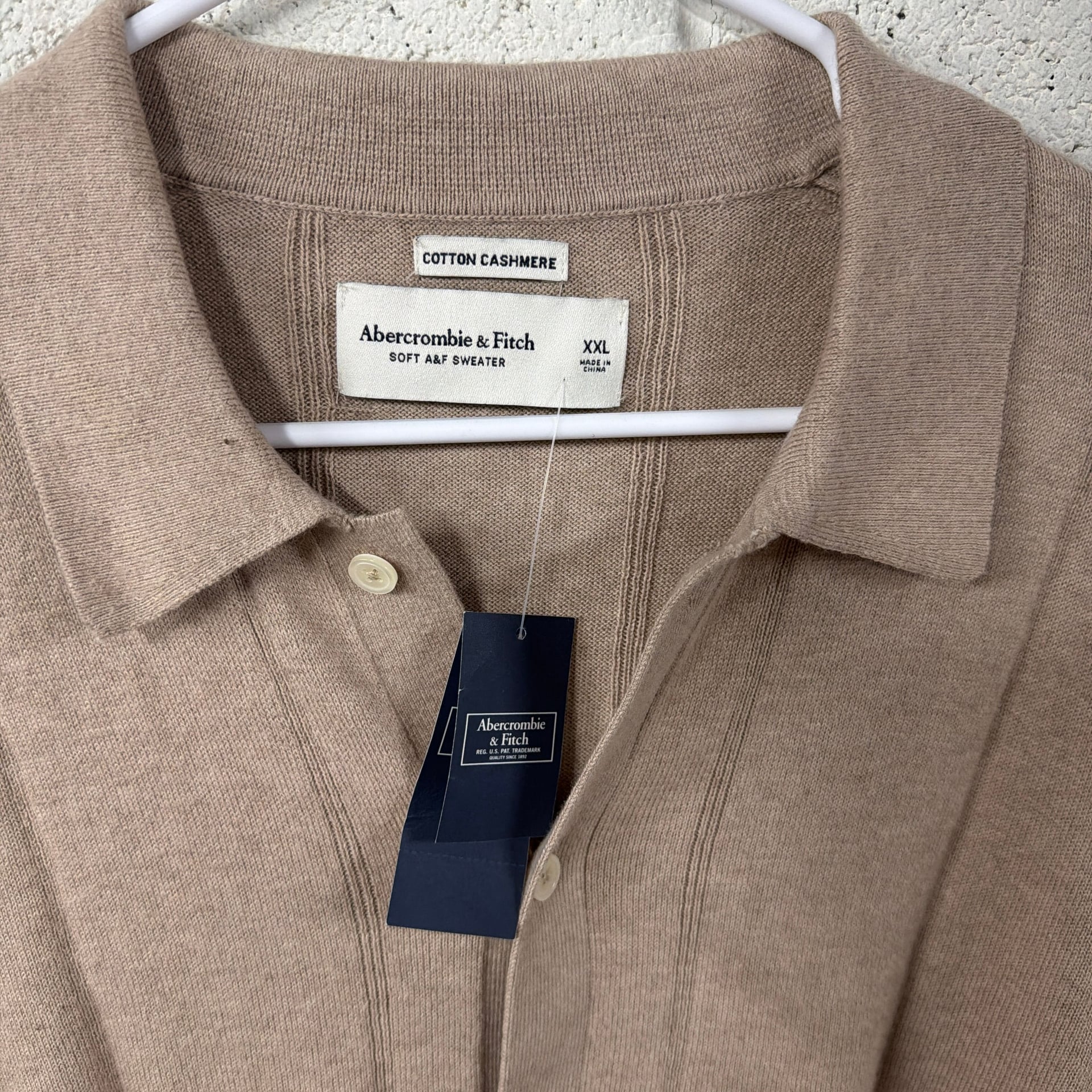 Abercrombie & Fitch Men's Soft A&F Cotton Cashmere Full-Button Polo Sweater 2