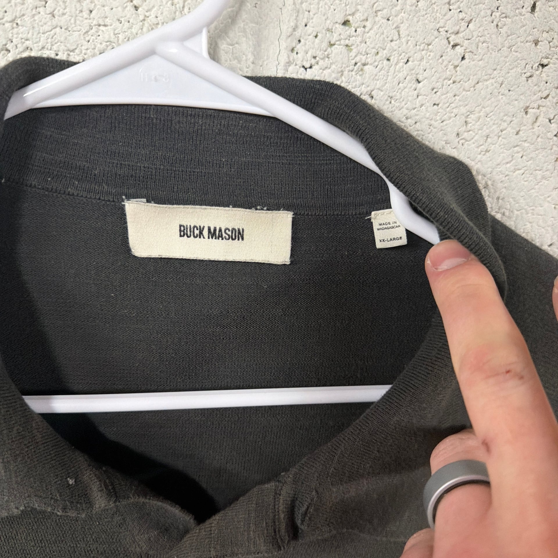 Buck Mason Cotton Knit Polo in Black 2