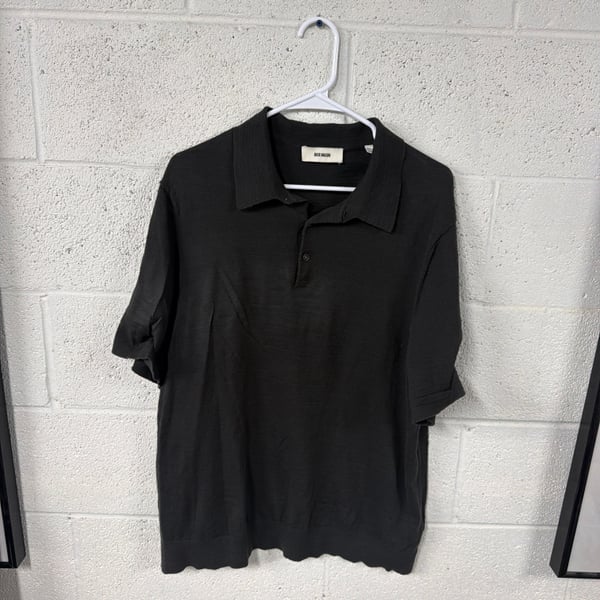 Buck Mason Avalon Knit Short Sleeve Polo Shirt in Black
