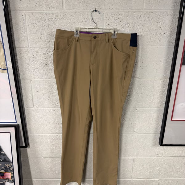 Birddogs Boom Brown Tan Chino Performance Pants with Built-in Liner Slim 36x34