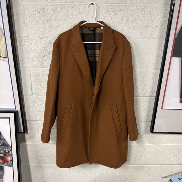 Billy Reid Men's XXL Camel Wool Chesterfield Overcoat Handcrafted in Italy