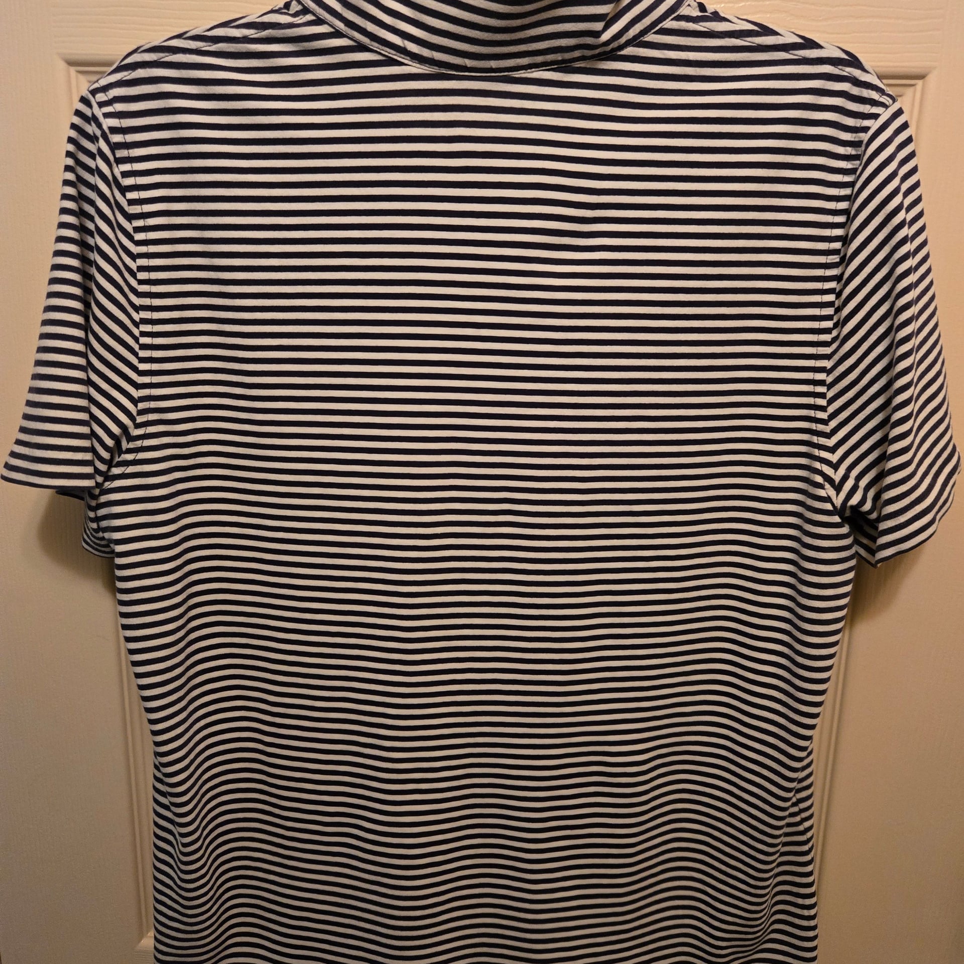 Brooks Brothers 1818 Men's Size M Navy & White Striped Short Sleeve Pocket Polo 2