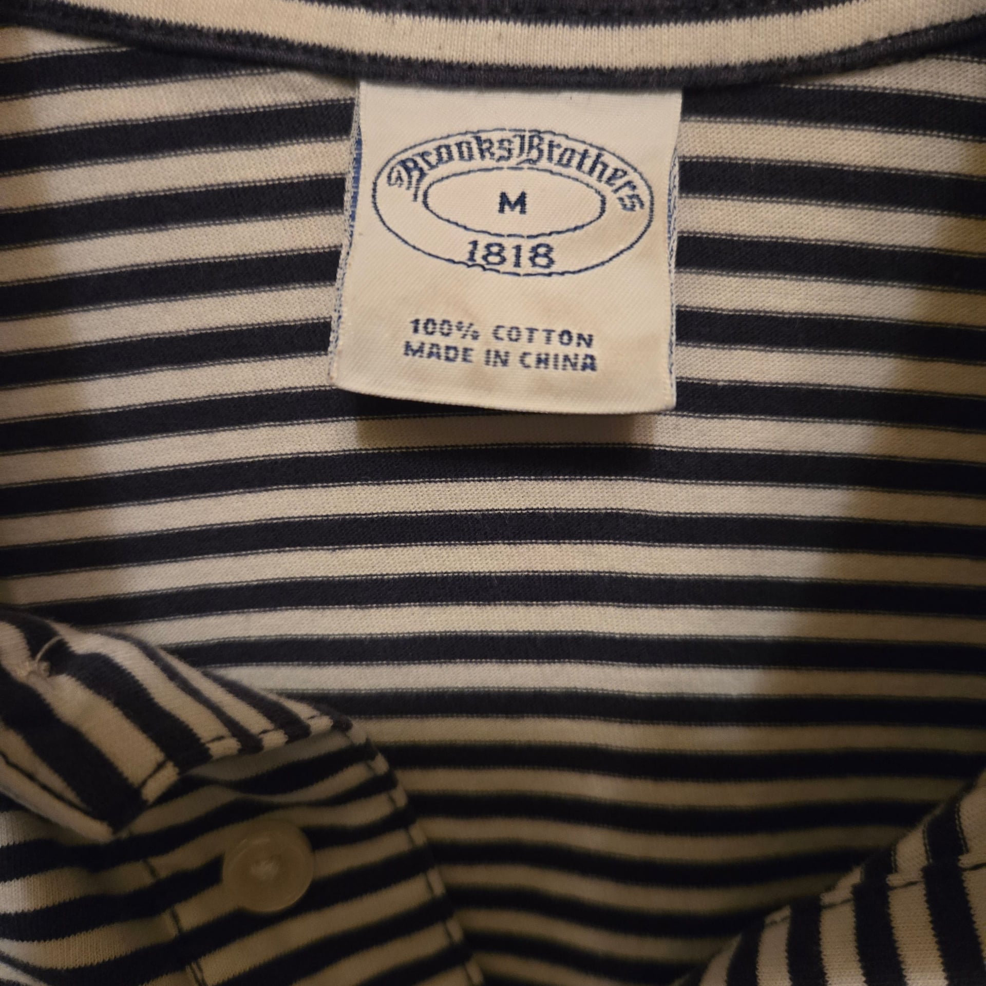 Brooks Brothers 1818 Men's Size M Navy & White Striped Short Sleeve Pocket Polo 4