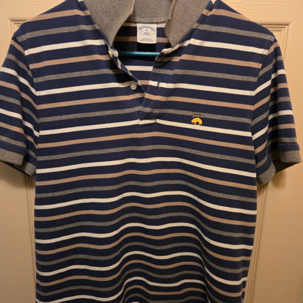 Brooks Brothers 1818 Slim Fit Size M  Striped Blue/White Polo Shirt