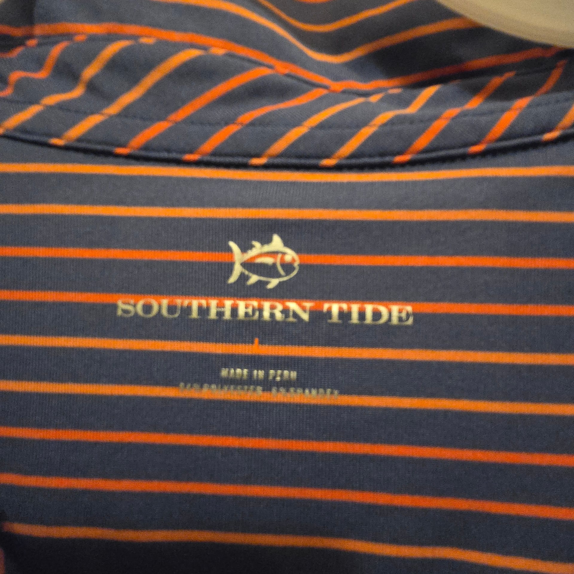Southern Tide Men's LG Coastal Breeze Striped Polo Org/Blue 3