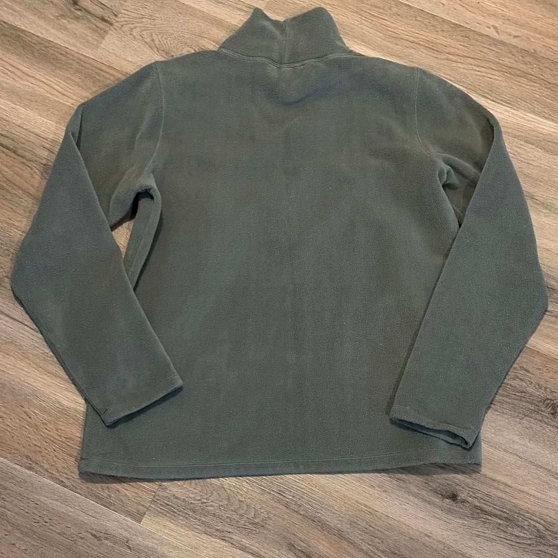 Lands' End Women's Green Fleece Snowflake Embroidered Mock Neck Pullover Medium 5