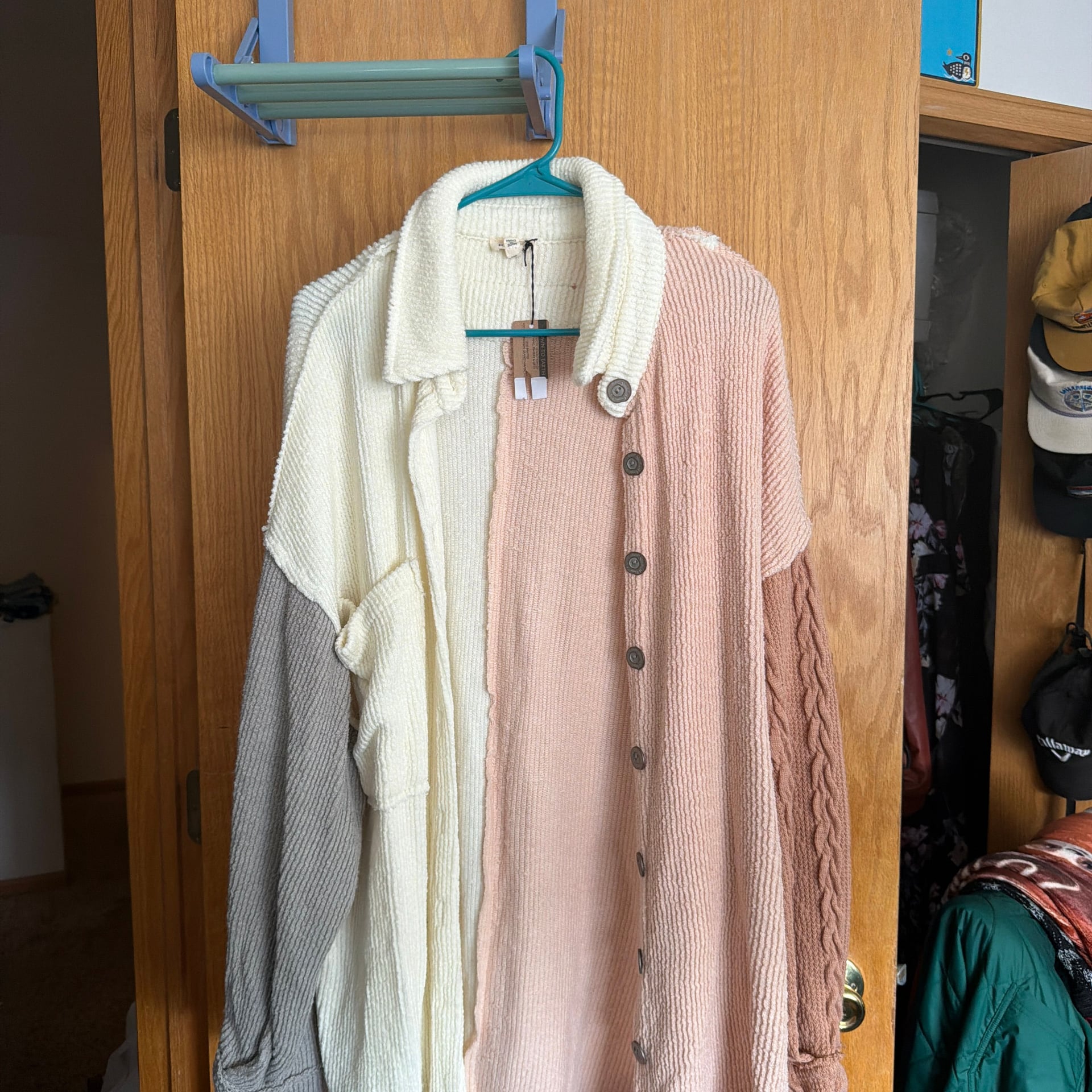 POL Color Block Button Down Oversized Cardigan 1